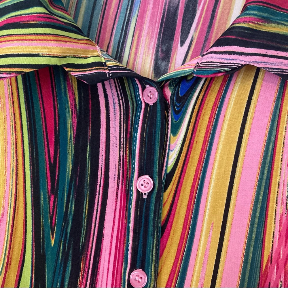 Ms.BlingBling Woman’s large Shirt groovy retro 70’s Peace Colorful Marbleized - Picture 4 of 13